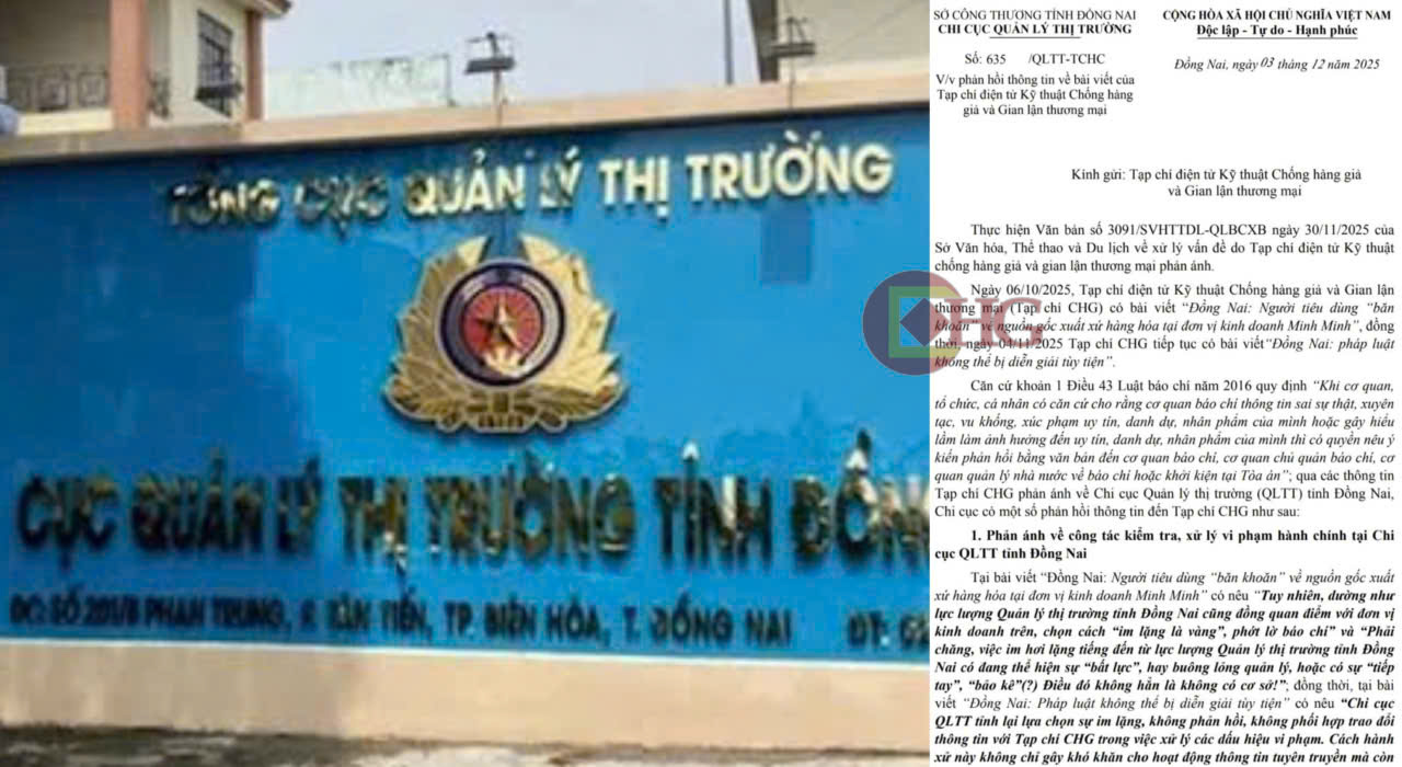 Đồng Nai: Tính phi logic trong công văn phản hồi báo chí của Chi cục Quản lý thị trường