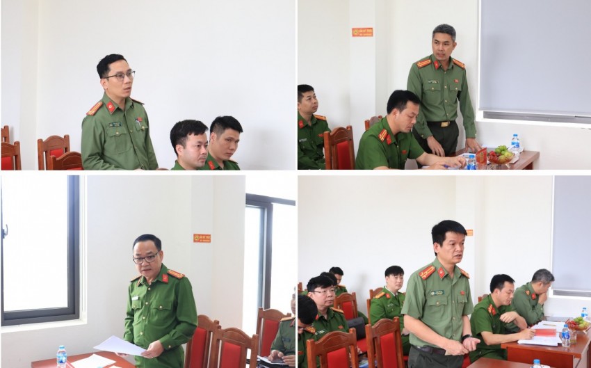 Đại diện các phòng nghiệp vụ thuộc CATP báo cáo tại buổi làm việc. Đại diện các phòng nghiệp vụ thuộc CATP báo cáo tại buổi làm việc.