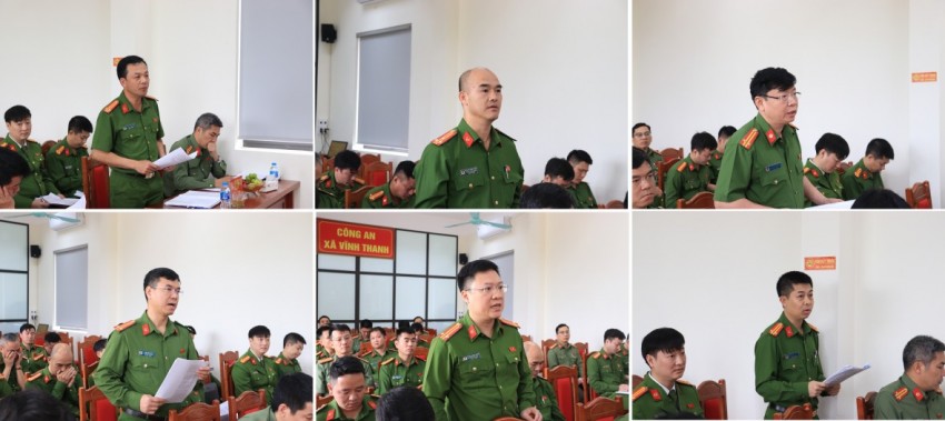 Đại diện Ban chỉ huy Công an các xã báo cáo tại buổi làm việc. Đại diện Ban chỉ huy Công an các xã báo cáo tại buổi làm việc.