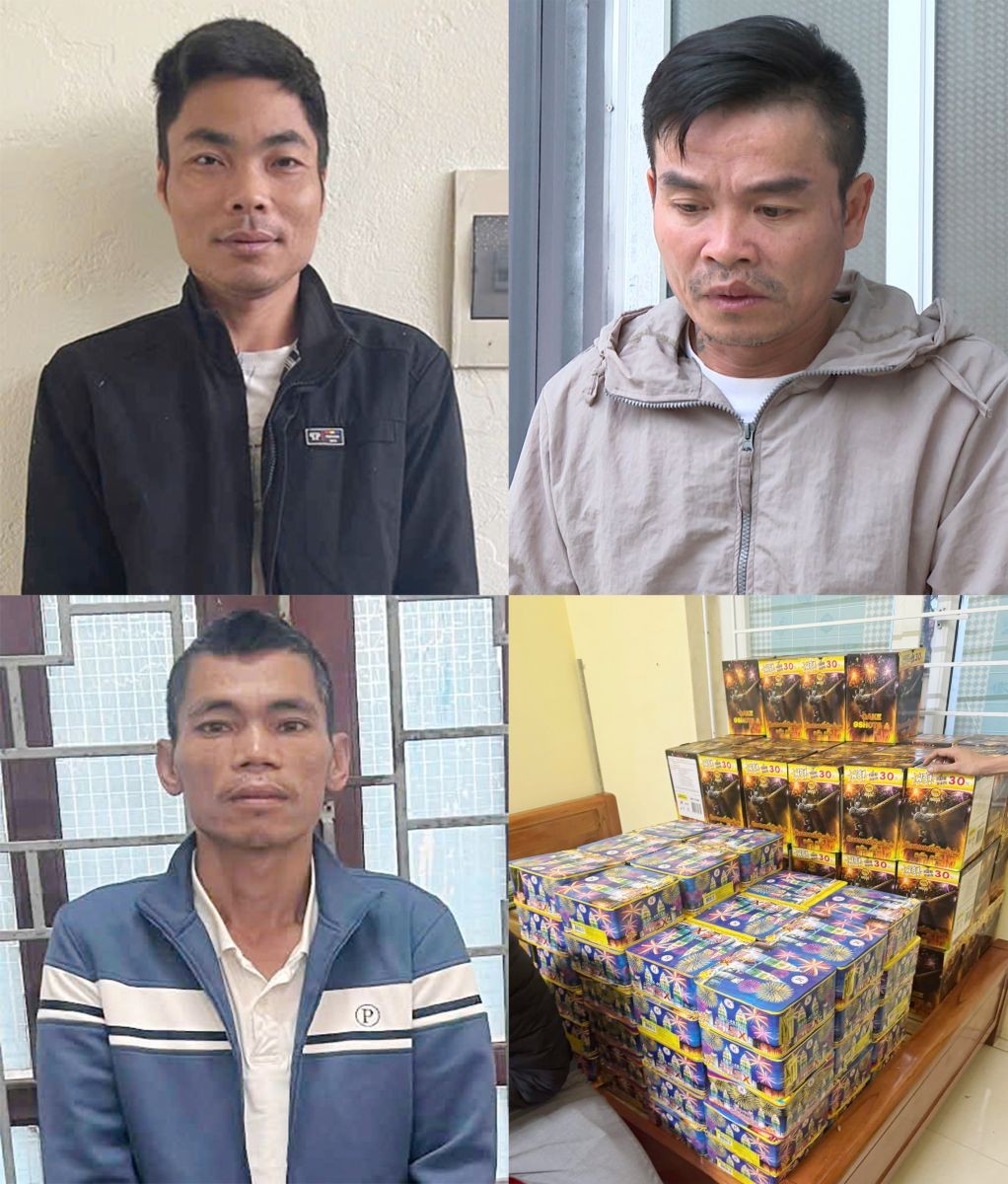 Các đối tượng bị bắt cùng tang vật. (Ảnh: CATH)