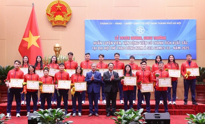 Hà Nội tuyên dương các vận động viên, huấn luyện viên đạt thành tích cao tại SEA Games 33 Hà Nội tuyên dương các vận động viên, huấn luyện viên đạt thành tích cao tại SEA Games 33
