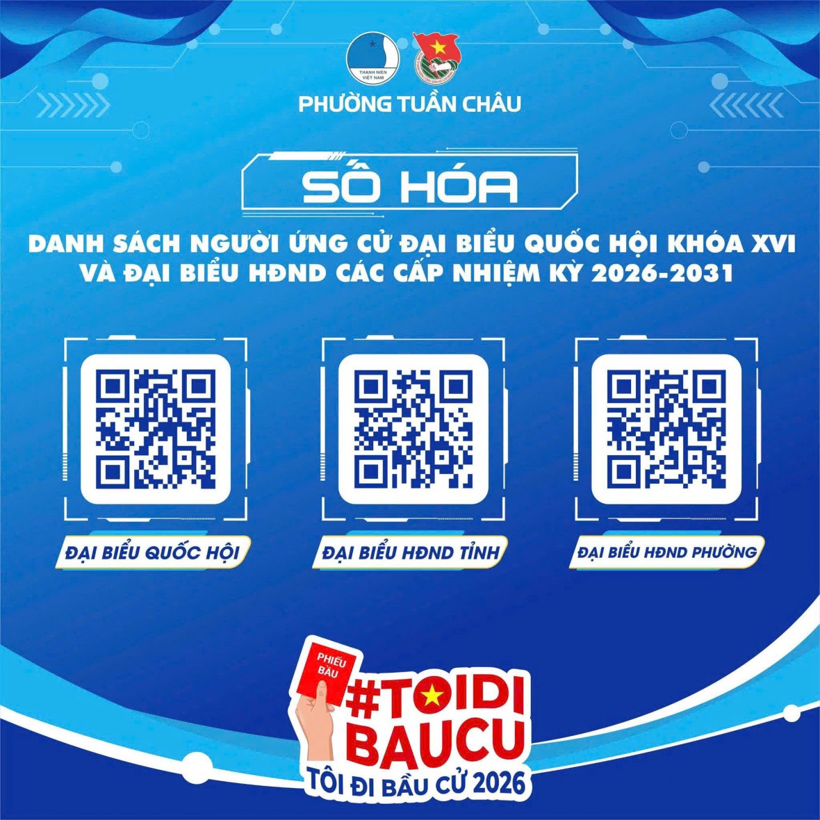 Đoàn Thanh niên phường Tuần Châu triển khai Bản đồ số phục vụ bầu cử, giúp người dân thuận tiện tìm kiếm thông tin về khu vực bầu cử. Đoàn Thanh niên phường Tuần Châu triển khai Bản đồ số phục vụ bầu cử, giúp người dân thuận tiện tìm kiếm thông tin về khu vực bầu cử.