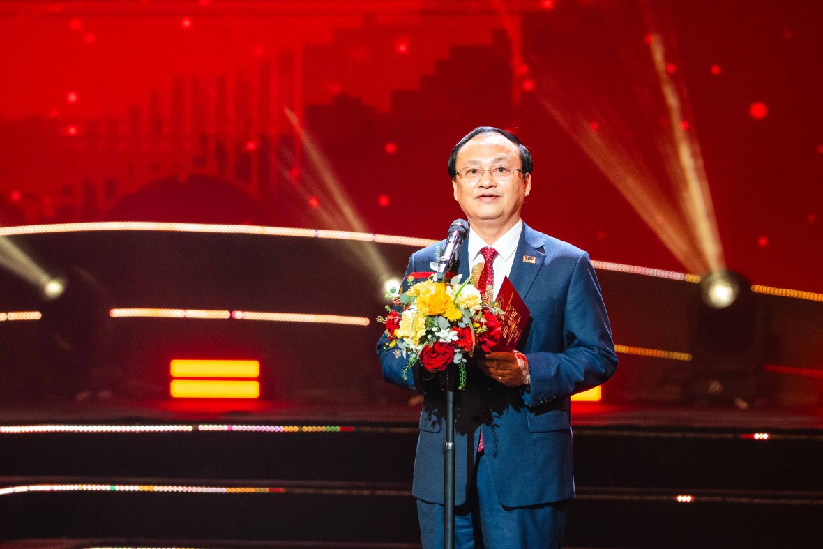 Ủy viên Trung ương Đảng, Tổng Giám đốc Đài Tiếng nói Việt Nam (VOV) Đỗ Tiến Sỹ phát biểu tại chương trình. Ảnh: VOV