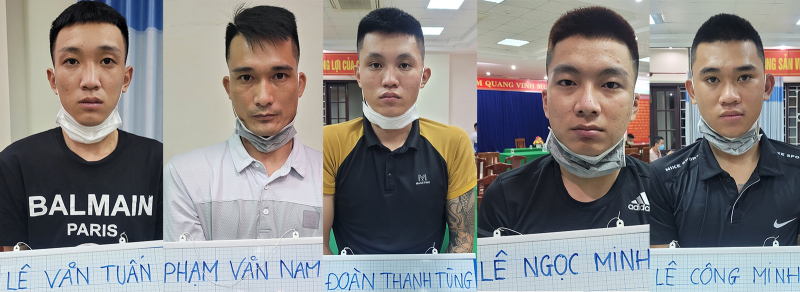 Các đối tượng trong đường dây “tín dụng đen” do Đoàn Thanh Tùng cùng đồng bọn từ Thanh Hóa vào TP Hội An để hoạt động cho vay nặng lãi. -0