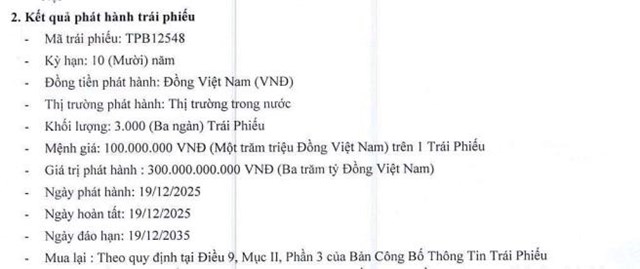 TPBank (TPB) vừa 'hút' thành công 300 tỷ đồng qua việc phát hành trái phiếu - Ảnh 1