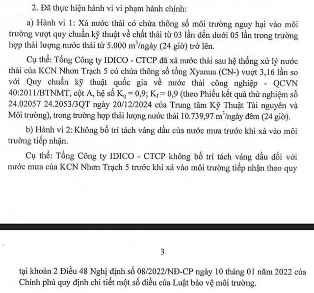 Vi phạm trong lĩnh vực môi trường và thuế, Công ty Idico (IDC) nhận án phạt nặng - Ảnh 2