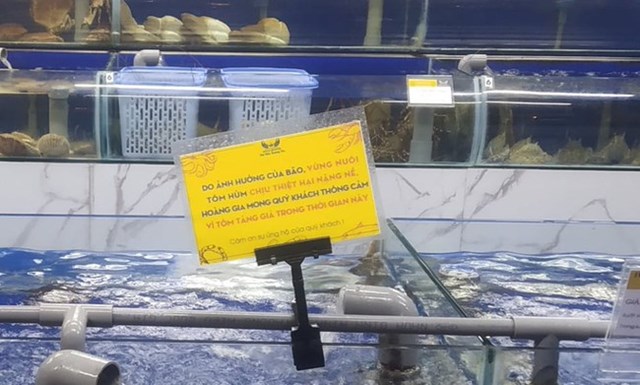 Cửa h&agrave;ng treo bảng mong kh&aacute;ch h&agrave;ng th&ocirc;ng cảm v&igrave; gi&aacute; t&ocirc;m h&ugrave;m tăng qu&aacute; cao. Ảnh: Ngọc &Aacute;nh