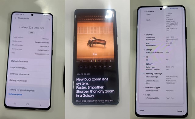 Th&ocirc;ng số cấu h&igrave;nh v&agrave; camera của Galaxy S21 Ultra 5G.