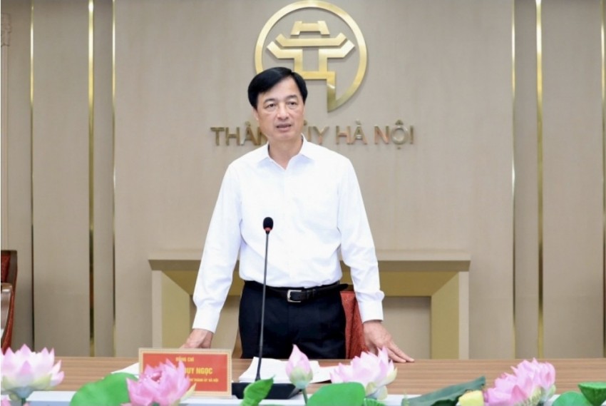   Bí thư Thành ủy Hà Nội Nguyễn Duy Ngọc phát biểu chỉ đạo. 