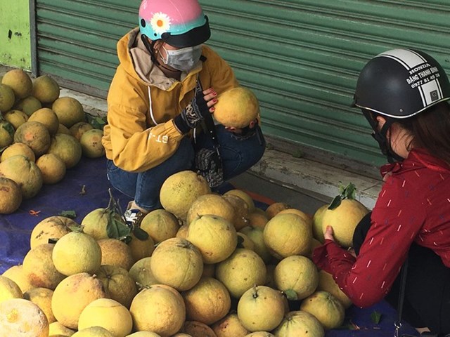 Một điểm b&aacute;n bưởi tr&ecirc;n đường phố Bi&ecirc;n H&ograve;a&nbsp;