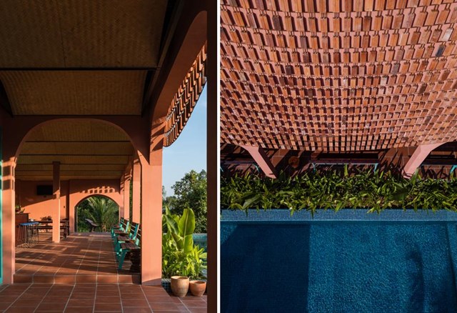 Hầu hết c&aacute;c kết cấu chịu lực v&agrave; tường ngăn từ ng&ocirc;i nh&agrave; cũ đều được giữ lại. B&ecirc;n trong, một số bức tường đ&atilde; được dỡ bỏ v&agrave; c&aacute;c v&aacute;ch ngăn cho ph&ograve;ng tắm được x&acirc;y dựng. Dọc h&agrave;nh lang l&agrave; c&aacute;c ph&ograve;ng ngủ c&oacute; cửa hướng Đ&ocirc;ng nh&igrave;n ra s&acirc;n trước. &nbsp;