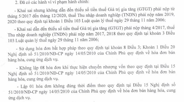 Vi phạm về thuế, hóa đơn, một công ty bị phạt, truy thu thuế hơn 5,7 tỷ đồng - Ảnh 1
