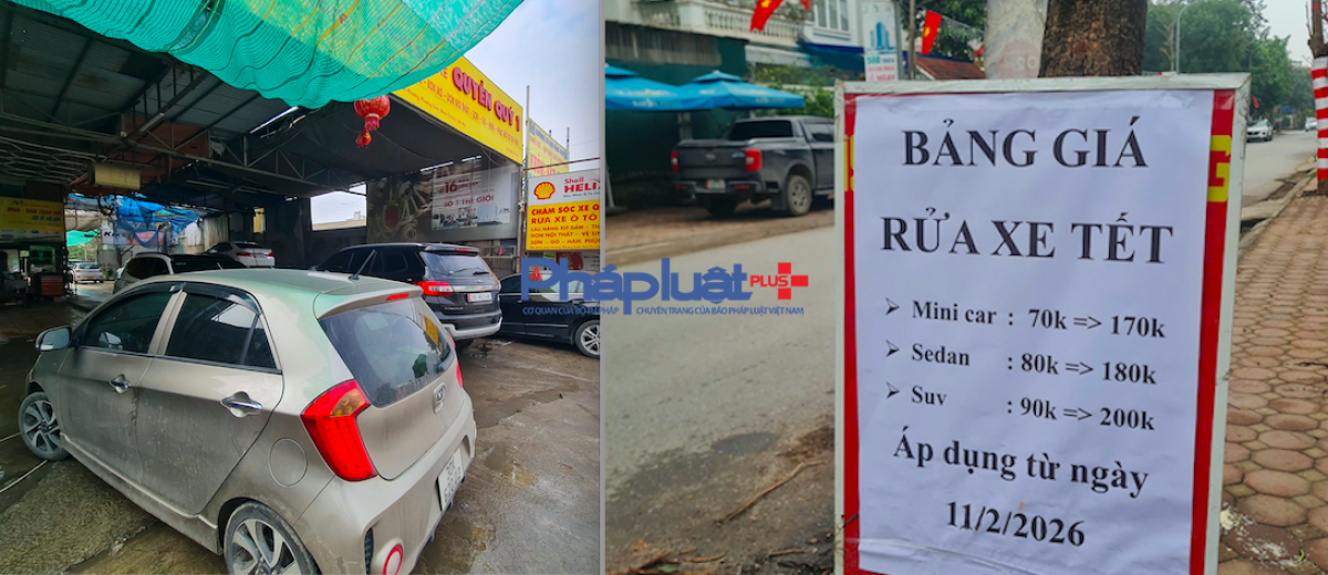 Tiệm rửa xe hoạt động hết công suất, tăng giá gấp đôi, tài xế xếp hàng chờ đến lượt ngày cận Tết