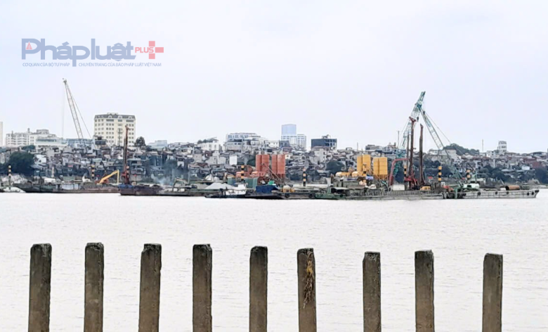 Cầu Trần Hưng Đạo gần 17.000 tỷ đồng bắc qua sông Hồng sau gần 3 tháng thi công