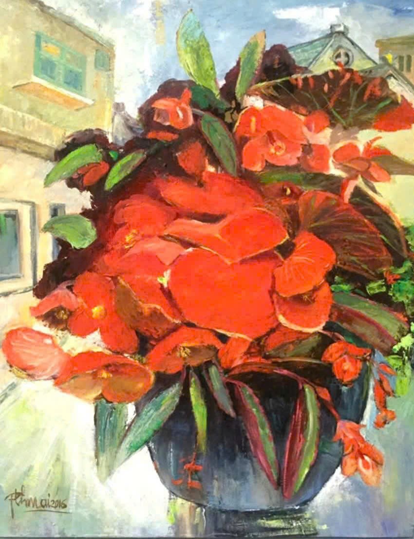 1. Mùa hoa đỏ - Sơn dầu; Tác giả: Phan Thị Thanh Mai 1. Mùa hoa đỏ - Sơn dầu; Tác giả: Phan Thị Thanh Mai