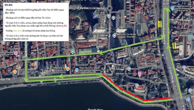 Sơ đồ hướng dẫn phương án điều chỉnh tổ chức giao thông (Ảnh: Sở Xây dựng Hà Nội).