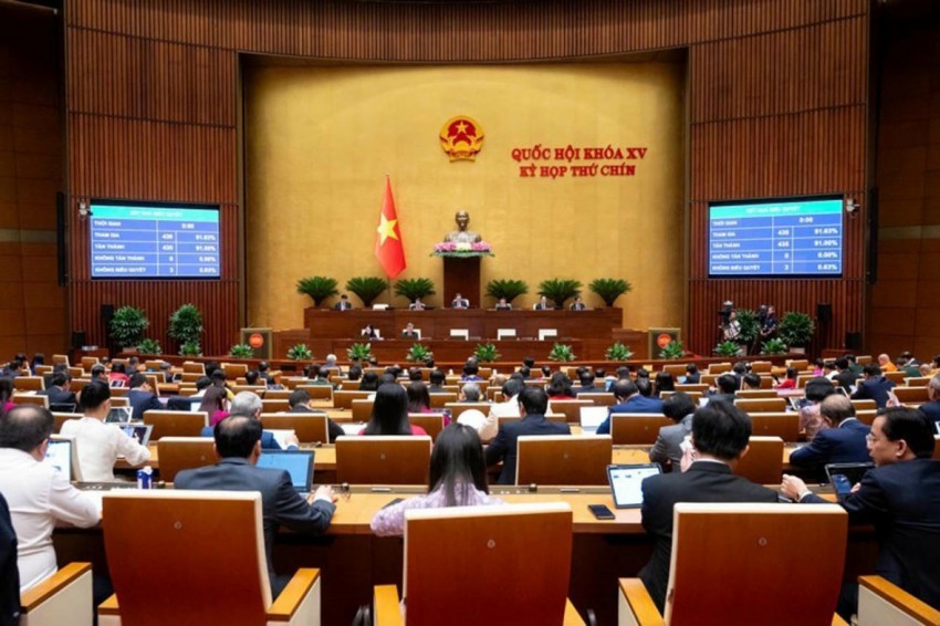 Kỳ họp thứ Chín, Quốc hội khóa XV đã thông qua một số đạo luật thể chế hóa bộ tứ “Nghị quyết trụ cột” của Đảng, trong đó có Nghị quyết 66-NQ/TW. (Nguồn: VGP).