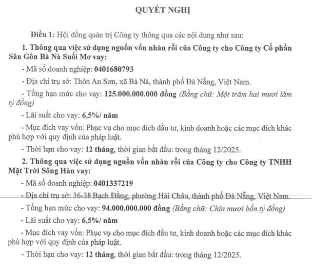 Lãi 9 tháng tăng bằng lần, Cáp treo Núi Bà Tây Ninh (TCT) dùng vốn nhàn rỗi cho vay gần 220 tỷ đồng - Ảnh 1