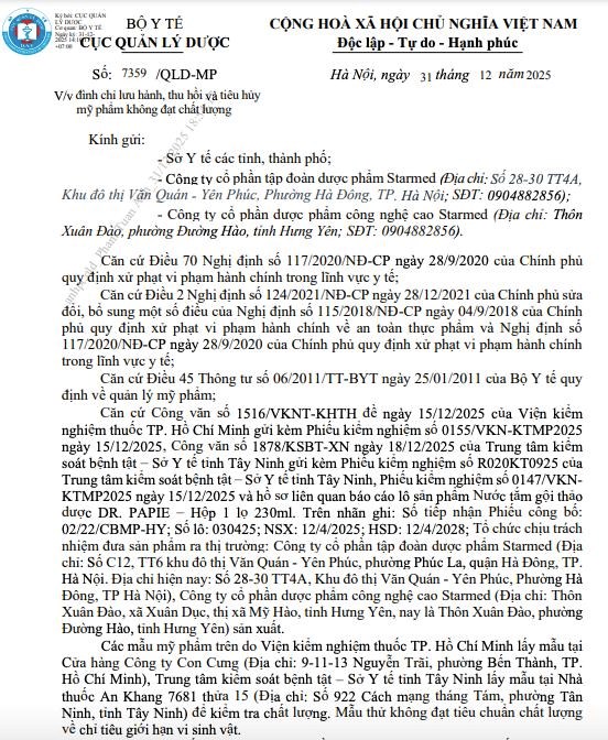 Lô nước tắm gội trẻ em này bị thu hồi vì không đạt chỉ tiêu giới hạn vi sinh vật - Ảnh 1