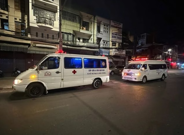 Khu vực cháy gần đoạn cầu Chợ Cầu. 