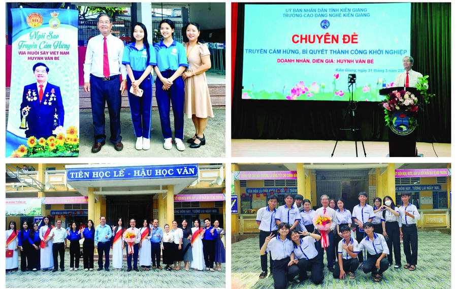Từ thực tiễn trăn trở, bứt phá và phụng sự cộng đồng của chính mình, ông Bé đã tham gia giao lưu, chia sẻ, được mời làm diễn giả truyền cảm hứng cho hàng vạn học sinh sinh viên trong tỉnh và khu vực ĐBSCL