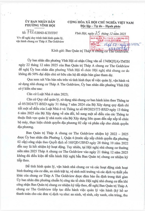 Cư dân The Goldview bức xúc vì