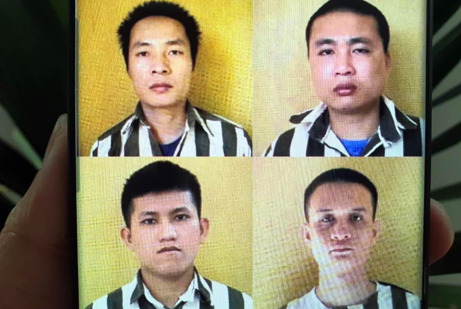 Các đối tượng Lữ Văn Toàn, Lê Văn Cường, Hồ Văn Tình và Võ Hoàng Duy (theo thứ tự từ trái sang phải, từ trên xuống dưới) (Ảnh: Công an tỉnh Khánh Hòa).