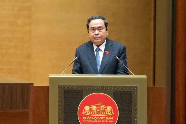 Chủ tịch Quốc hội Trần Thanh Mẫn ph&aacute;t biểu bế mạc Kỳ họp thứ 10, Quốc hội kh&oacute;a XV. (Ảnh: QH)