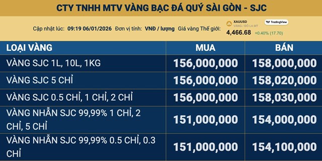 Giá vàng ngày 6/1: Vàng thế giới tiếp đà tăng, vàng miếng SJC chạm 158 triệu đồng/lượng - Ảnh 1