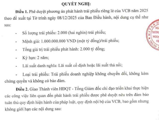 Vietcombank (VCB) sắp thu được 2.000 tỷ đồng thông qua kênh trái phiếu - Ảnh 1