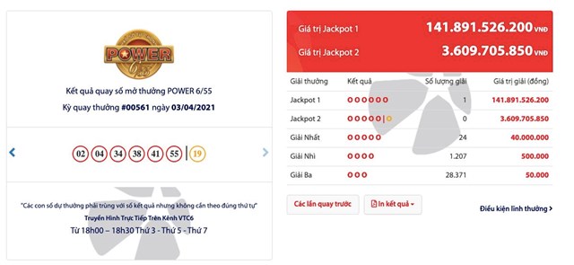 D&atilde;y số may mắn 02 - 04 - 34 - 38 - 41- 55 - 19, trị gi&aacute; gần 142 tỷ đồng đ&atilde; t&igrave;m thấy chủ nh&acirc;n