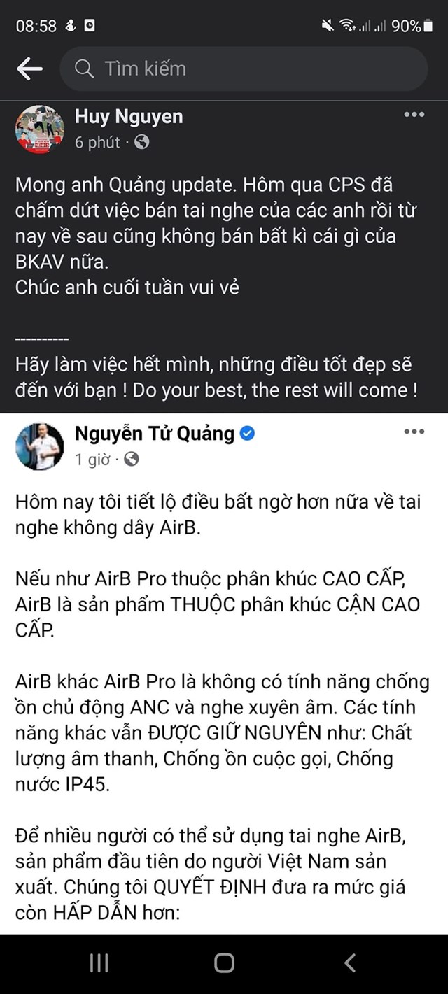 CellphoneS chấm dứt b&aacute;n tai nghe BKAV AirB. Nguồn: Internet