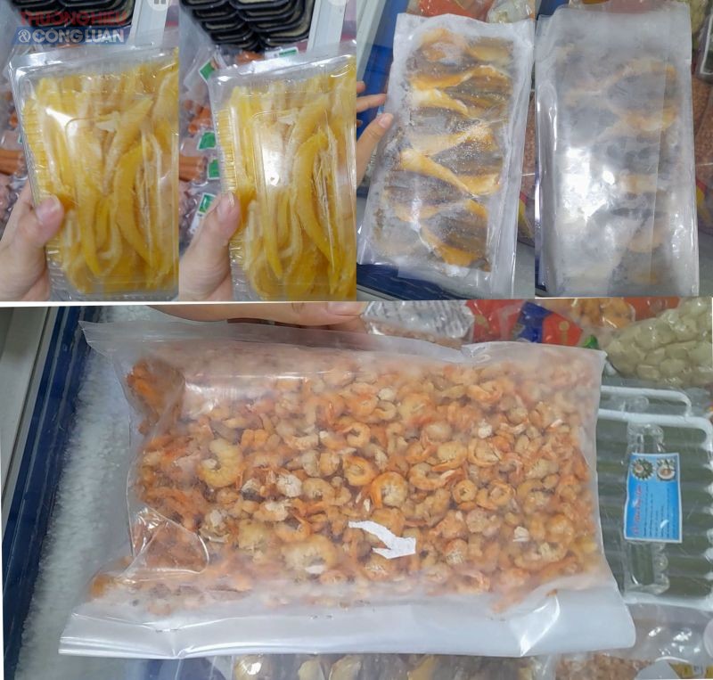 Sản phẩm cá tôm không có thông tin ngày tháng sản xuất, hạn sử dụng trên bao bì