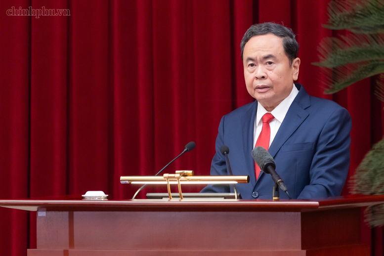 Chủ tịch Quốc hội Trần Thanh Mẫn phát biểu tại Hội nghị - Ảnh: chinhphu.vn/Nhật Bắc