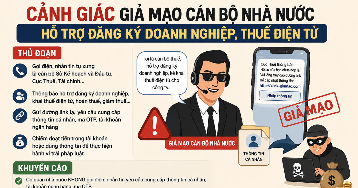Cảnh báo thủ đoạn lừa đảo bằng chiêu thức giả danh cán bộ nhà nước hỗ trợ đăng ký doanh nghiệp, thuế điện tử