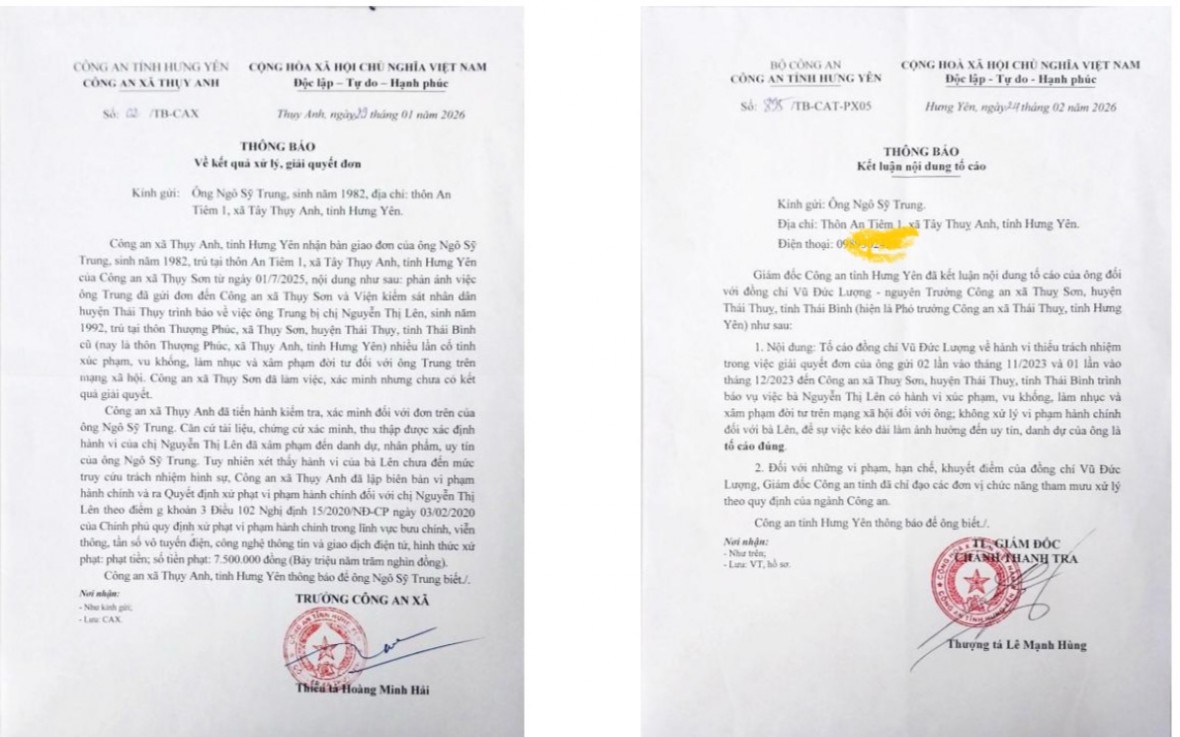 Xử phạt người đăng tin xúc phạm danh dự PGS.TS Ngô Sỹ Trung và xử lý lãnh đạo công an xã chậm giải quyết vụ việc