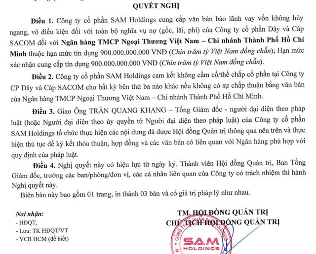 SAM Holdings (SAM): Bảo lãnh cho công ty con vay 1.200 tỷ đồng, lãi 9 tháng giảm hơn 33% - Ảnh 1