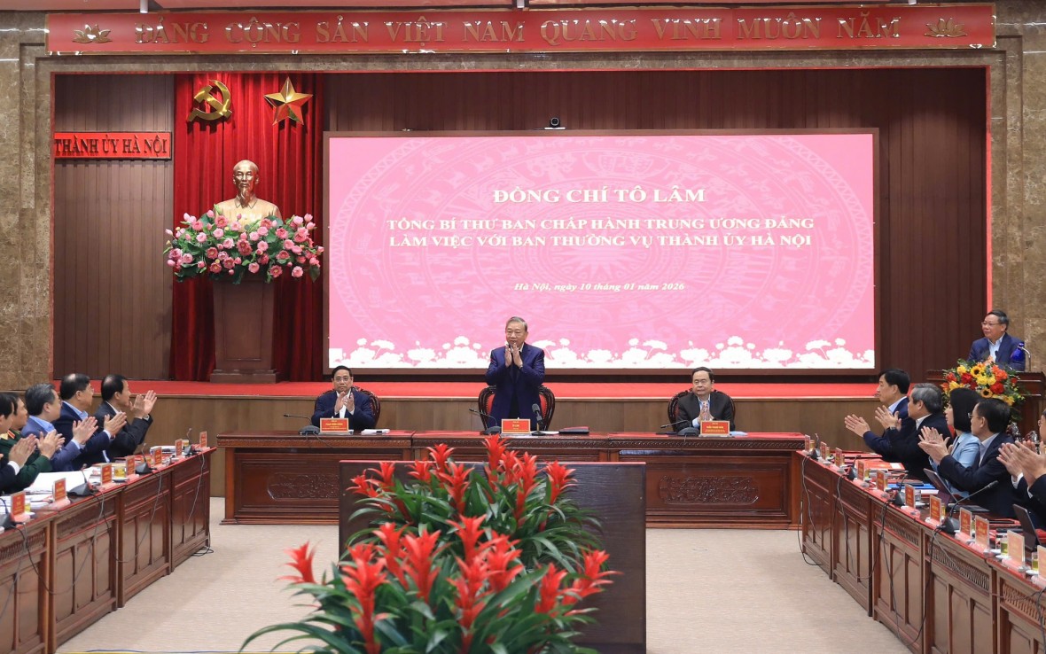 Tổng Bí thư Tô Lâm làm việc với Ban Thường vụ Thành ủy Hà Nội về những định hướng lớn phát triển Thủ đô