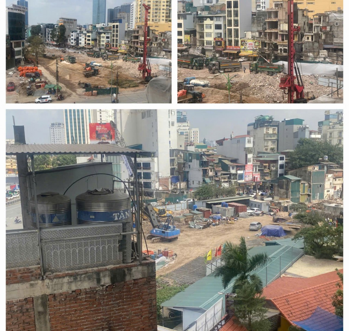 Cận cảnh công trường thi công dự án Vành đai 1 đoạn Hoàng Cầu – Voi Phục