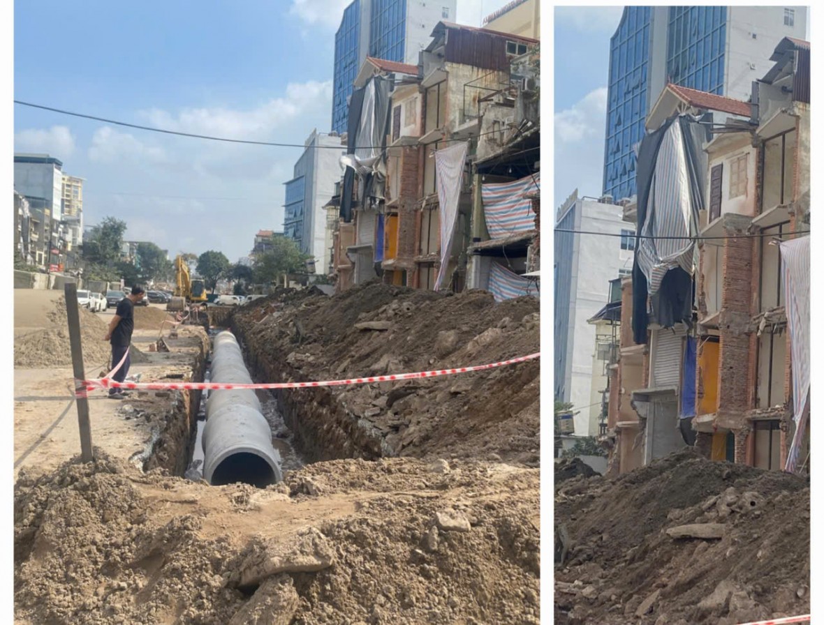 Cận cảnh công trường thi công dự án Vành đai 1 đoạn Hoàng Cầu – Voi Phục