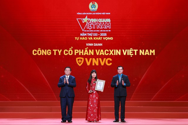 VNVC l&agrave; một trong 13 tập thể điển h&igrave;nh ti&ecirc;n tiến to&agrave;n quốc được vinh danh tại chương tr&igrave;nh &ldquo;Vinh quang Việt Nam 2025&rdquo;. Ảnh: BTC