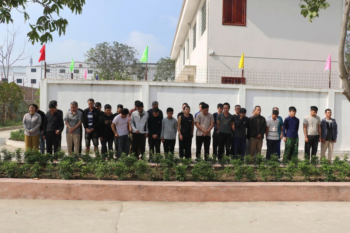 Nhóm đối tượng trong chuyên án bị bắt giữ - Ảnh Công an Nghệ An.