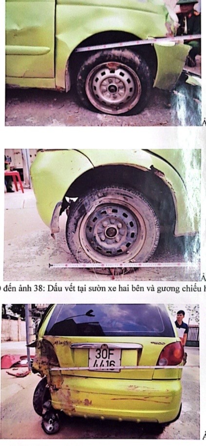 Với vết lõm phía sau xe của anh Thọ rất lớn gần như gãy trục bánh xe phía sau bên trái, cơ quan giám định đã kết luận là do xe của Cường va vào.