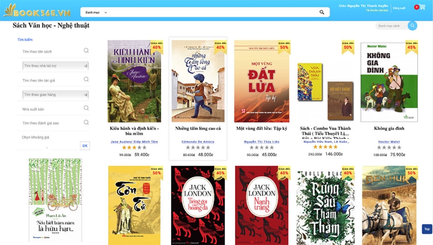 Các loại sách được giảm giá tại Hội sách trực tuyến Quốc gia.