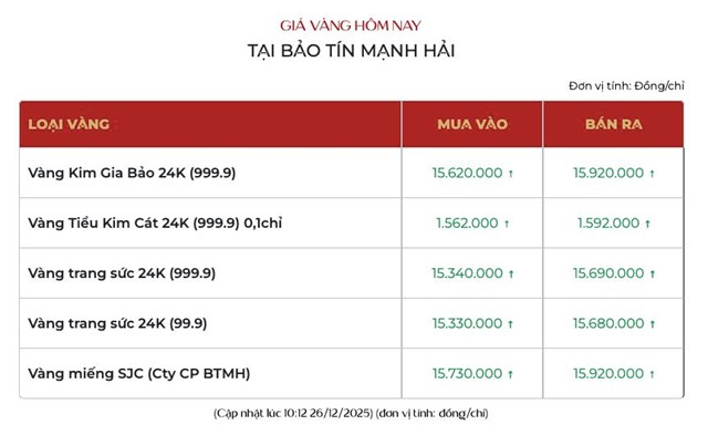 Giá vàng ngày 26/12: Vàng thế giới ổn định, vàng miếng SJC vượt ngưỡng 159 triệu đồng/lượng - Ảnh 3