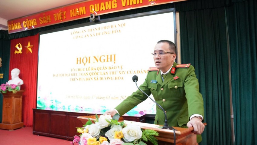 Công an xã Dương Hoà xuất quân bảo vệ Đại hội XIV của Đảng