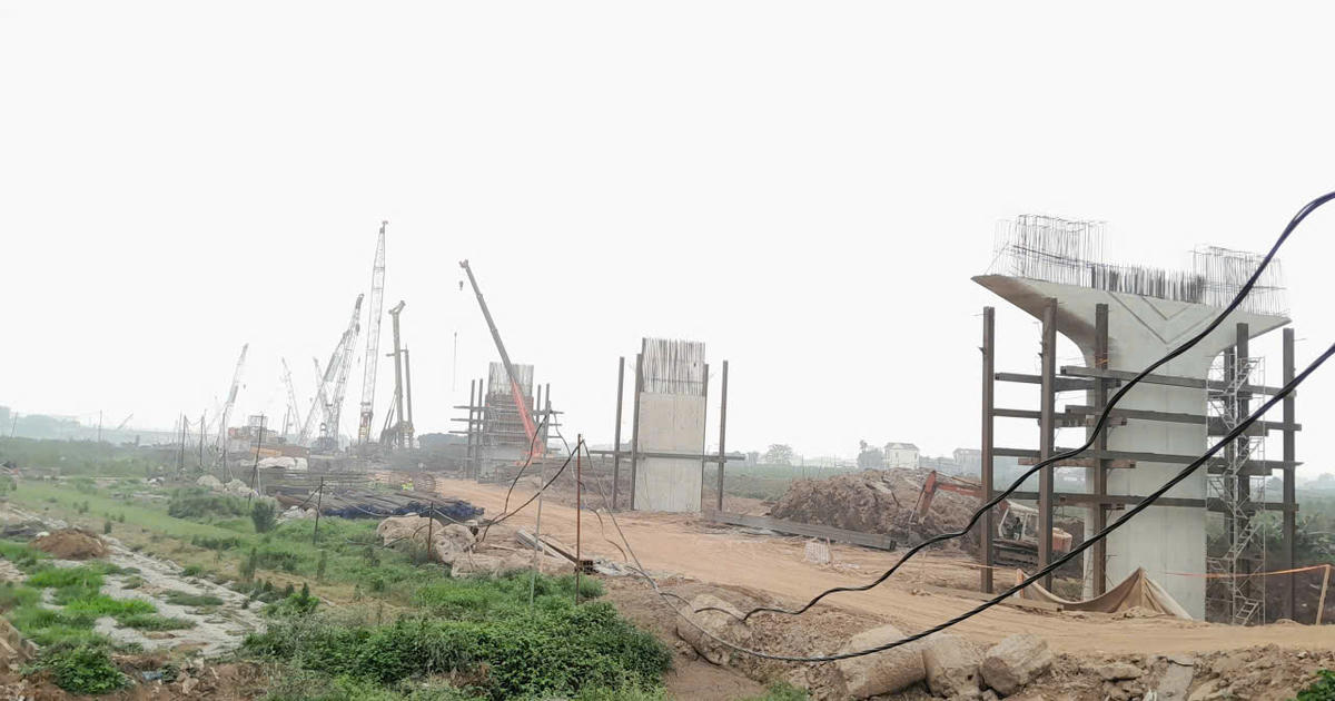 Tiến độ mới nhất cây cầu gần 4.900 tỷ đồng kết nối Hà Nội - Hưng Yên