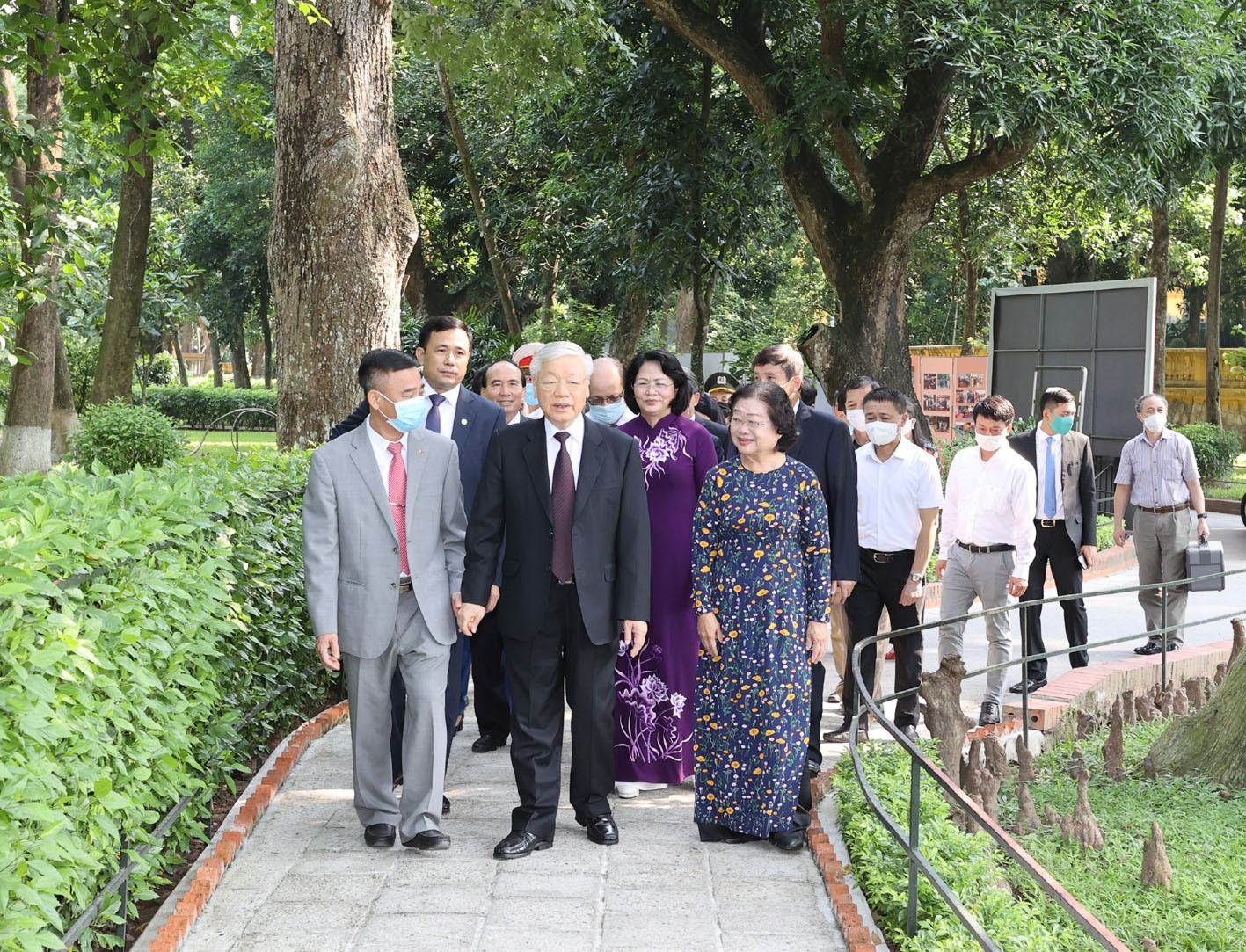 Tổng bí thư, Chủ tịch nước Nguyễn Phú Trọng tại Khu di tích Chủ tịch Hồ Chí Minh tại Phủ Chủ tịch sáng 1-9-2020 - Ảnh: TTXVN