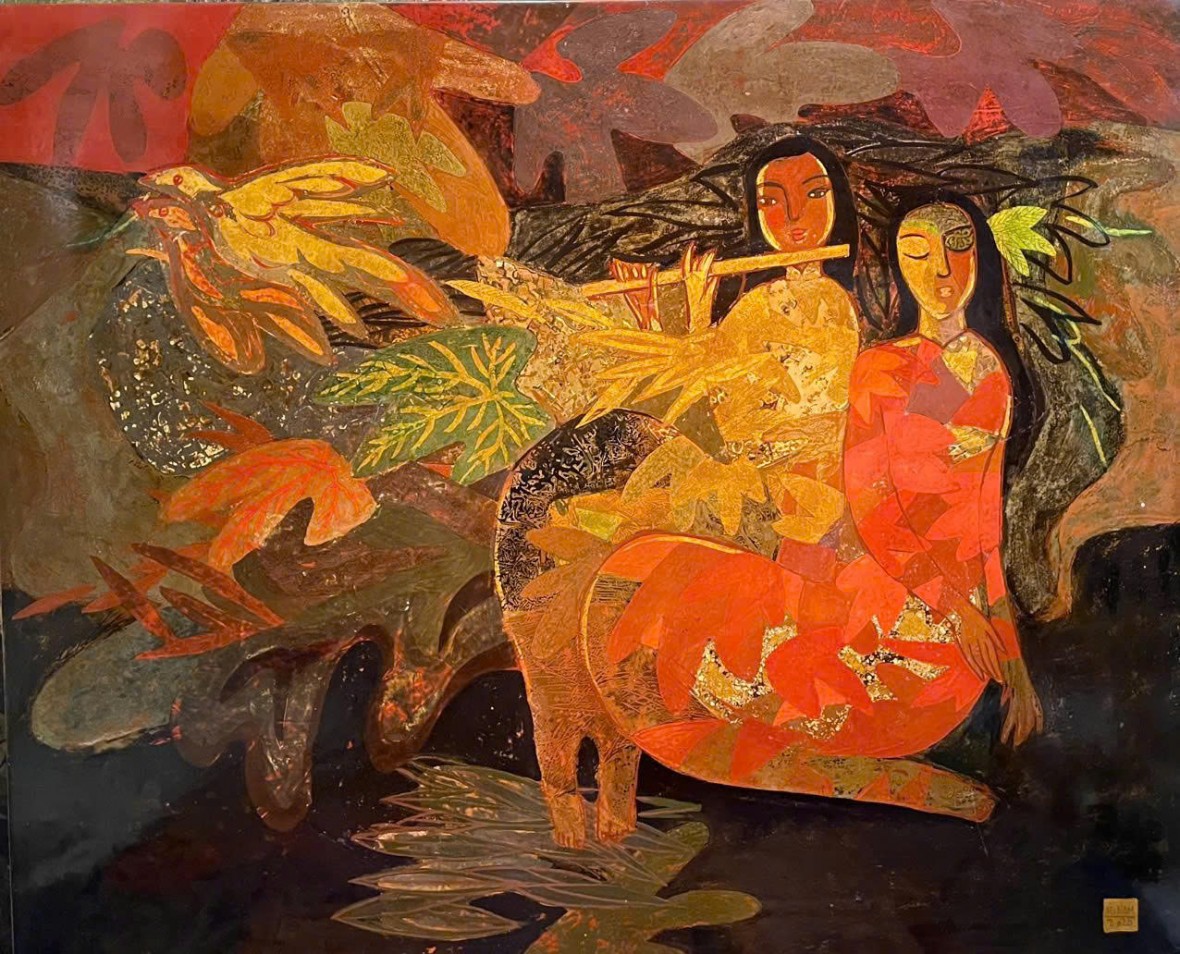 9. Hoạ sĩ Nguyễn Hải Nam – Tranh sơn mài: Trong vườn, 2025 9. Hoạ sĩ Nguyễn Hải Nam – Tranh sơn mài: Trong vườn, 2025