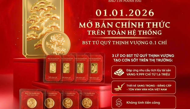 Rộn ràng sáng đầu năm: Dòng người xếp hàng chờ đón “Tiểu kim cát” 0,1 chỉ - Tứ quý thịnh vượng tại Bảo Tín Mạnh Hải